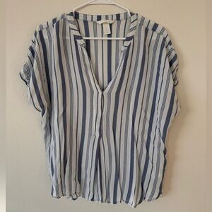 H&M Women’s Blue & White Striped Sheer Oversized Top | Size Smalll